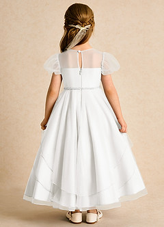 Azazie Duckie Flower Girl Dresses Ivory Ball-Gown Pleated Tulle Dress image5