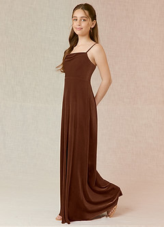 Azazie Solange Junior Umber A-Line Velvet Dress image3