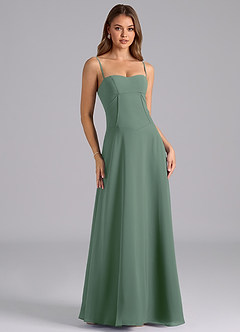 Azazie Valentine Bridesmaid Dresses Eucalyptus A-Line Corset Chiffon Dress image1