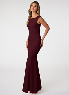 Azazie Nicolina Probar vestidos en casa Vestido de Cabernet de Crepé elástico de Corte Sirena con Escote Cuadrado image3