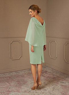 Azazie Carmela Mother of the Bride Dresses Dusty Sage Sheath Lace Chiffon Dress image7