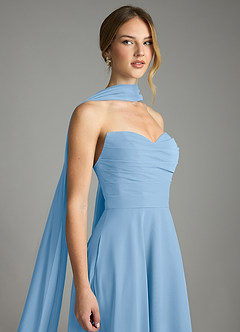 Azazie Ayla Brautjungfernkleider A-Linie Herzausschnitt Chiffon Kleid Puderblau image7