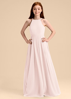 Azazie Arianthe Junior Vestido de Pétalo De Rosa de Gasa de Corte en A con Plisado image7