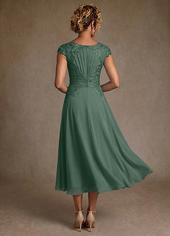 Azazie Crista Mother of the Bride Dresses Eucalyptus A-Line Lace Chiffon Dress image2