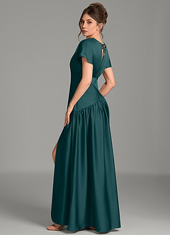 Azazie Alysse Bridesmaid Dresses Pine A-Line Stretch Satin Dress image5