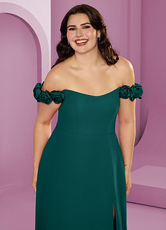 Barbie ♥ Azazie Bridesmaid Dresses Peacock A-Line Off the Shoulder Chiffon Convertible Dress image16