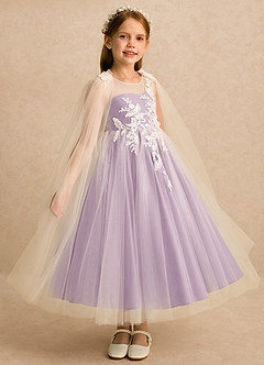 Azazie Amina vestidos de niña de las flores Vestido Marfil Wisteria de Tul de Línea A con Encaje image6