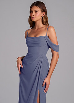 Azazie Johana Jurken voor bruidsmeisjes Converteerbaar Jurk van Chiffon met Zeemeermin Off the Shoulder Stormachtig image5