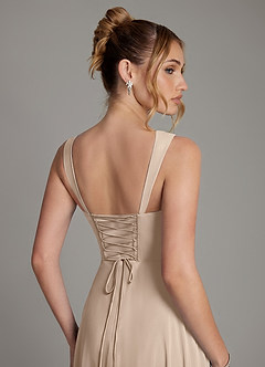 Azazie Agustina Robes de demoiselle d'honneur Robe Sirène en Mousseline de soie Corset Taupe image2