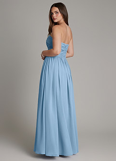 Azazie Andreina Jurken voor bruidsmeisjes Jurk van Chiffon met A-lijn Geplooide Staal Blauw image3