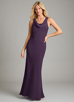 Azazie Rylina Bridesmaid Dresses Plum Mermaid Pleated Chiffon Dress image1