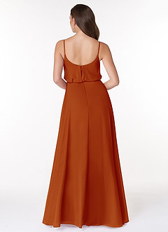 Azazie Lupe Bridesmaid Dresses Paprika A-Line Scoop Blouson Chiffon Dress image2