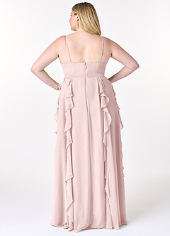 Azazie Peyton Bridesmaid Dresses Blushing Pink A-Line Ruched Chiffon Dress image8