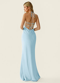 Valerianaire Sky Blue Beading Satin Prom Dress image2
