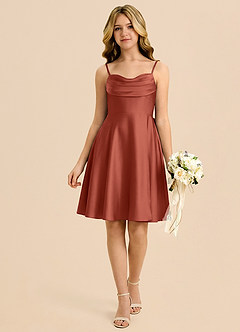 Azazie Bear Terracotta A-Line Sweetheart Neckline Stretch Satin Dress image1