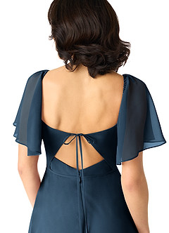 Azazie Chloe Bridesmaid Dresses Dark Navy A-Line Sweetheart Neckline Chiffon Dress image3