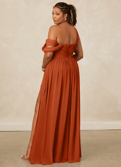Christian Siriano Bridal for Azazie 1014 Bridesmaid Dresses Burnt Orange A-Line Off the Shoulder Chiffon Dress image11
