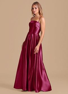 Azazie Lucienne Bridesmaid Dresses Burgundy A-Line Pleated Metallic Satin Dress image4