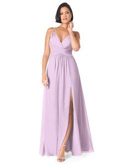Azazie Farren Bridesmaid Dresses Frosted Lilac A-Line Pleated Chiffon Convertible Dress image1