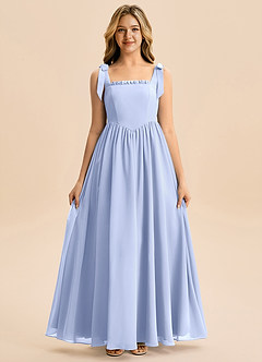 Azazie Delia Junior Abito A-Line in Chiffon Fiocco Ghiaccio image5