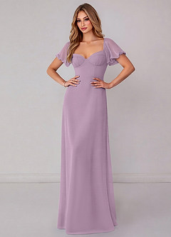 Azazie Fatima Bridesmaid Dresses Wisteria A-Line with Pockets Chiffon Dress image2