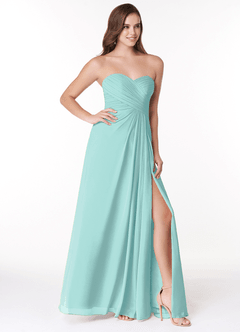 Azazie Arabella Allure Bridesmaid Dresses Aqua A-Line Sweetheart Neckline Chiffon Convertible Dress image5