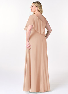 Azazie Lizzy Final Sale English Rose A-Line One Shoulder Chiffon Dress image18