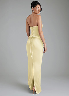 Azazie River Bridesmaid Dresses Lemon Sorbet Sheath Corset Stretch Satin Convertible Dress image2