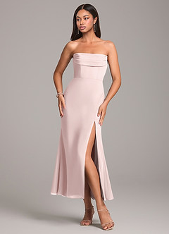 Azazie Saige Bridesmaid Dresses Blushing Pink Sheath Off the Shoulder Chiffon Convertible Dress image6
