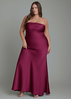 Azazie Saylor Bridesmaid Dresses Red Plum Mermaid Strapless Stretch Satin Dress image11
