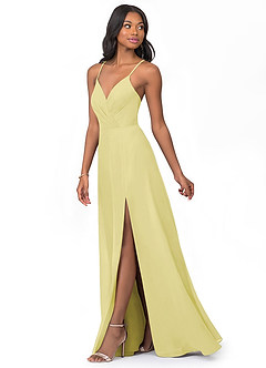 Azazie Everleigh Bridesmaid Dresses Lemon Sorbet A-Line Sweetheart Pleated Chiffon Dress image5