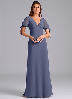 Azazie Pheby Bridesmaid Dresses Stormy A-Line Pleated Chiffon Dress image3