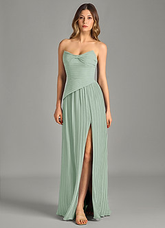 Azazie Becka Bridesmaid Dresses Agave A-Line Strapless Chiffon Dress image3