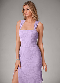 Azazie Luci Bridesmaid Dresses Lilac Mermaid Pleated Floral Burnout Convertible Dress image4