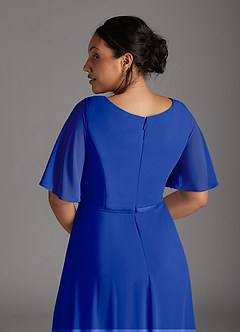 Azazie Tricia Abiti per la Madre della Sposa Abito A-Line in Chiffon con Scollo a V a Pieghe Blu Reale image12