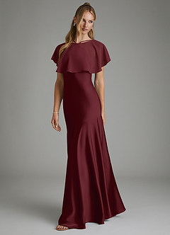 Azazie Carly Bridesmaid Dresses Cabernet Mermaid Pleated Stretch Satin Convertible Dress image5