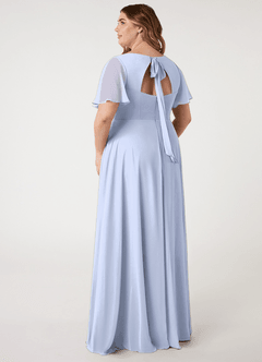 Azazie Kimber Bridesmaid Dresses Ice A-Line Flounce Sleeve Chiffon Dress image7