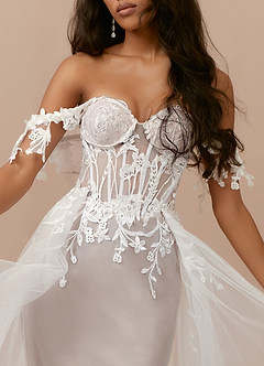 Azazie Evergarden Final Sale Diamond White Cocoa A-Line Sequins Tulle Dress image3