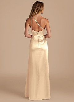 Azazie Mika Bridesmaid Dresses Gold Sheath One Shoulder Metallic Satin Dress image5