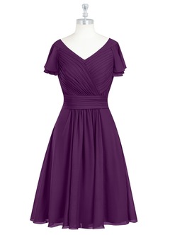 Azazie Hadley Final Sale A-Line Pleated Chiffon Knee-Length Dress image8