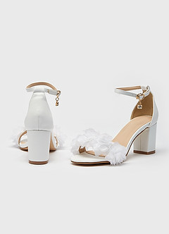 front 3D Floral Block Heel Sandals