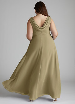 Azazie Karina Bridesmaid Dresses Moss Green A-Line Pleated Chiffon Dress image9