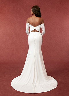 Azazie Onyx Wedding Dresses Diamond White Mermaid Sequins Crepe Back Satin Dress image2