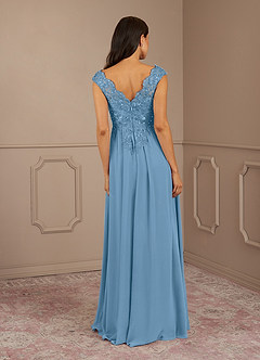 Azazie Amethyst Mère de la mariée Robes Robe Trapèze en Mousseline de soie Paillettes col V Acier Bleuté image6