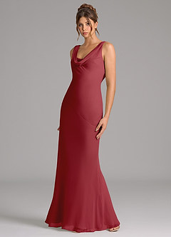 Azazie Rylina Bridesmaid Dresses Pomegranate Mermaid Pleated Chiffon Dress image4