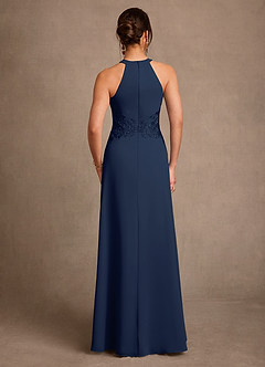 Azazie Georgie Mother of the Bride Dresses Dark Navy A-Line Lace Chiffon Dress image3