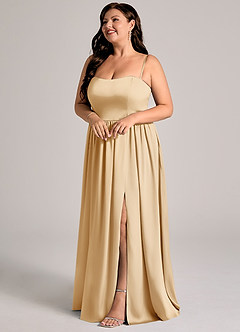 Azazie Calianna Bridesmaid Dresses Gold A-Line Off the Shoulder Stretch Satin Convertible Dress image10