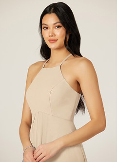 Azazie Sarah Bridesmaid Dresses Champagne Empire Pleated Chiffon Dress image6