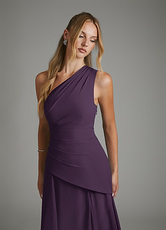 Azazie Holly Bridesmaid Dresses Plum A-Line Corset Chiffon Dress image7