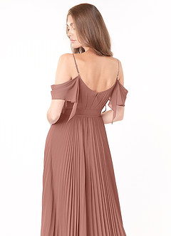 Azazie Lyney Brautjungfernkleider A-Linie Schulterfrei Chiffon Kleid Zedernrose image5